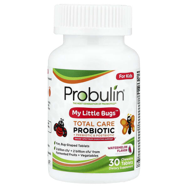 Probulin, For Kids, My Little Bugs™, Total Care Probiotic + Prebiotic & Postbiotic, Watermelon, 30 Chewable Tablets