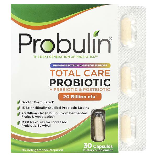 Probulin, Total Care Probiotic, 20 Billion CFU, 30 Capsules