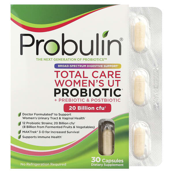 Probulin, Total Care Women’s UT Probiotic + Prebiotic & Postbiotic, 30 Capsules