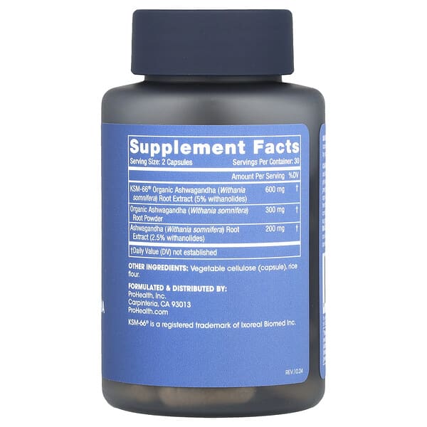 Alternative view of ProHealth Longevity, Full Spectrum Ashwagandha, 60 Capsules