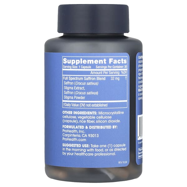 Alternative view of ProHealth Longevity, Full Spectrum Saffron, 32 mg, 30 Capsules