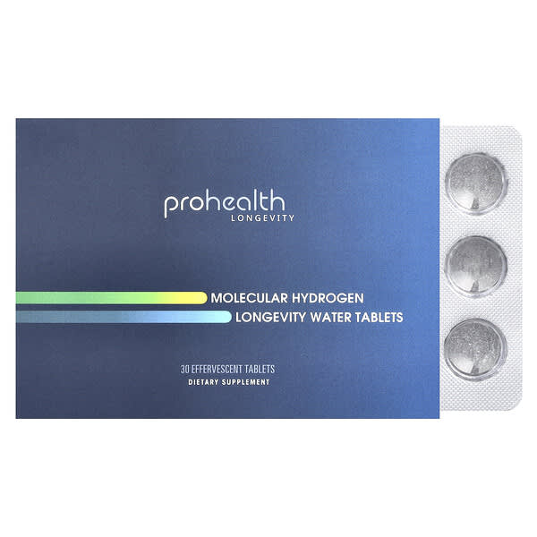 ProHealth Longevity, Molecular Hydrogen Longevity Water Tablets, 30 Effervescent Tablets (80 mg per Tablet)