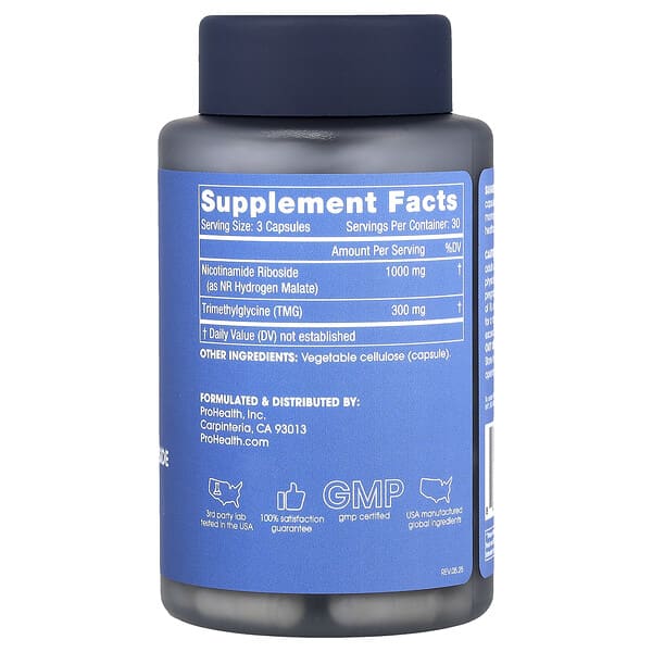 Alternative view of ProHealth Longevity, Nicotinamide Riboside Pro 1000, 90 Capsules