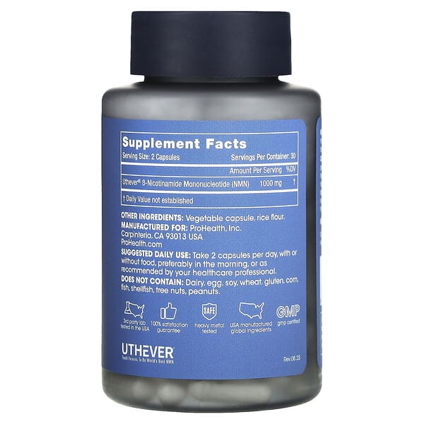 Alternative view of ProHealth Longevity, NMN Pro 1000, 60 Capsules (500 mg per Capsule)