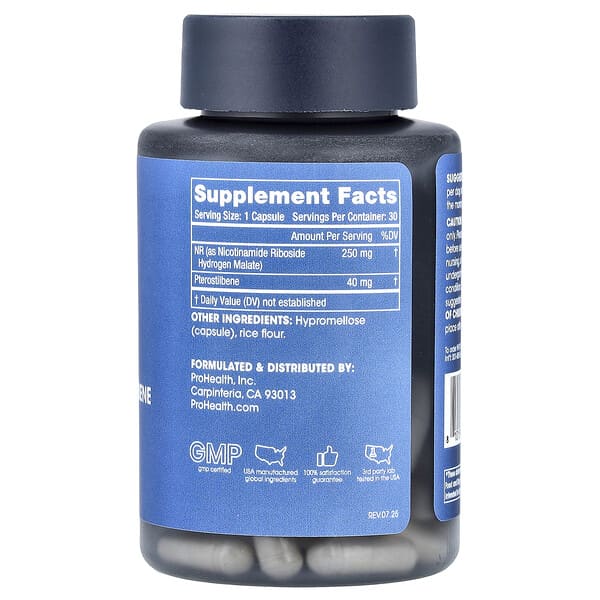 Alternative view of ProHealth Longevity, NR + Pterostilbene, 30 Capsules