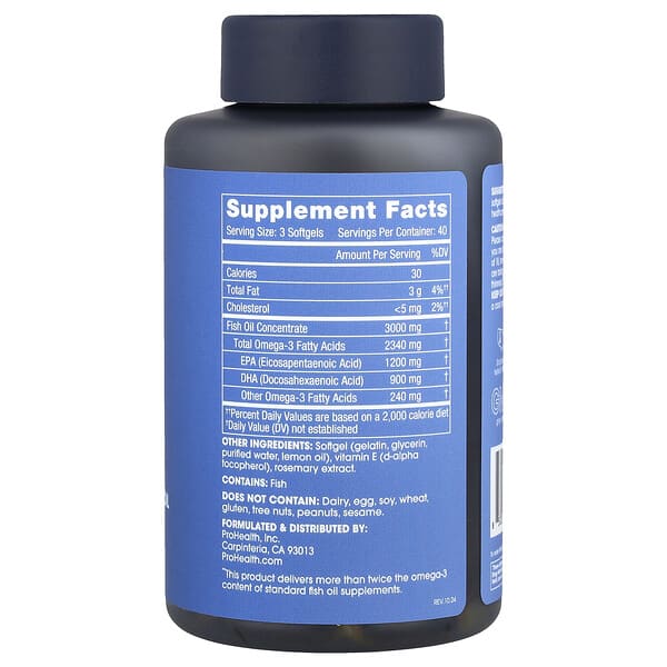 Alternative view of ProHealth Longevity, Omega-3 Fish Oil, 120 Softgels (1,000 mg per Softgel)
