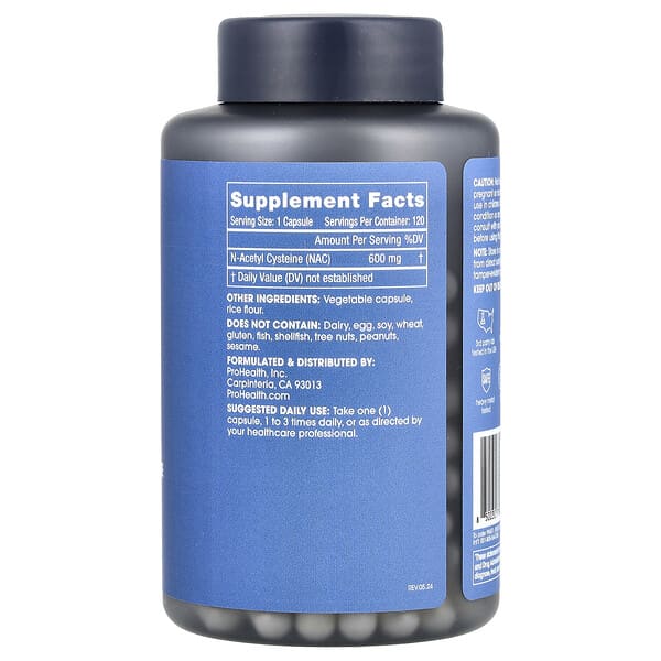 Alternative view of ProHealth Longevity, Pure N-Acetyl Cysteine, 600 mg, 120 Capsules