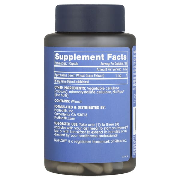 Alternative view of ProHealth Longevity, Pure Spermidine, 1 mg, 180 Capsules