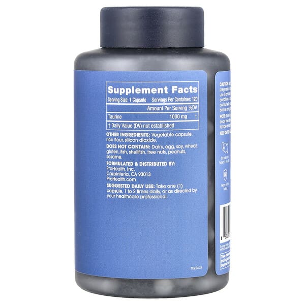 Alternative view of ProHealth Longevity, Pure Taurine, 1,000 mg, 120 Capsules