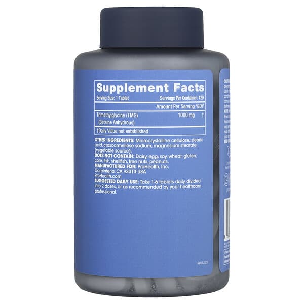 Alternative view of ProHealth Longevity, TMG Pro, 1,000 mg, 120 Tablets
