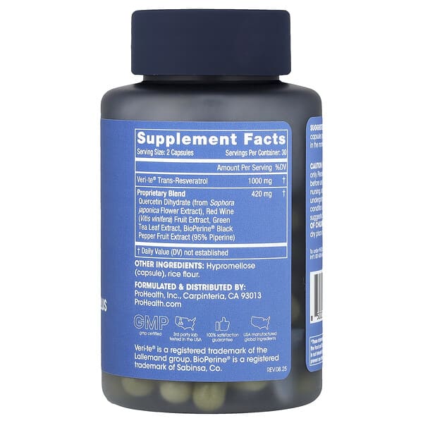 Alternative view of ProHealth Longevity, Trans-Resveratrol Plus, 60 Capsules