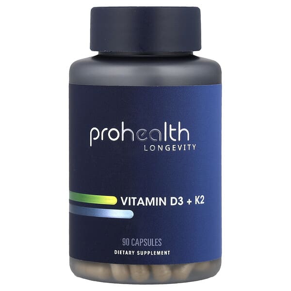 ProHealth Longevity, Vitamin D3 + K2, 90 Capsules
