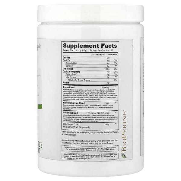 Alternative view of Project 1 Nutrition, Greens, Superfoods Green Powder, Apple Mint, 6.46 oz (183 g)