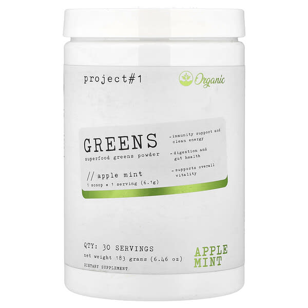 Project 1 Nutrition, Greens, Superfoods Green Powder, Apple Mint, 6.46 oz (183 g)
