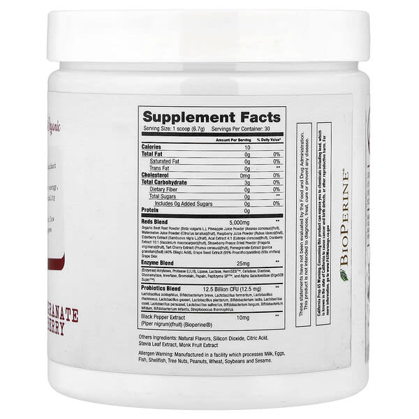 Alternative view of Project 1 Nutrition, Reds, Superfood Reds Powder, Pomegranate Raspberry, 201 g