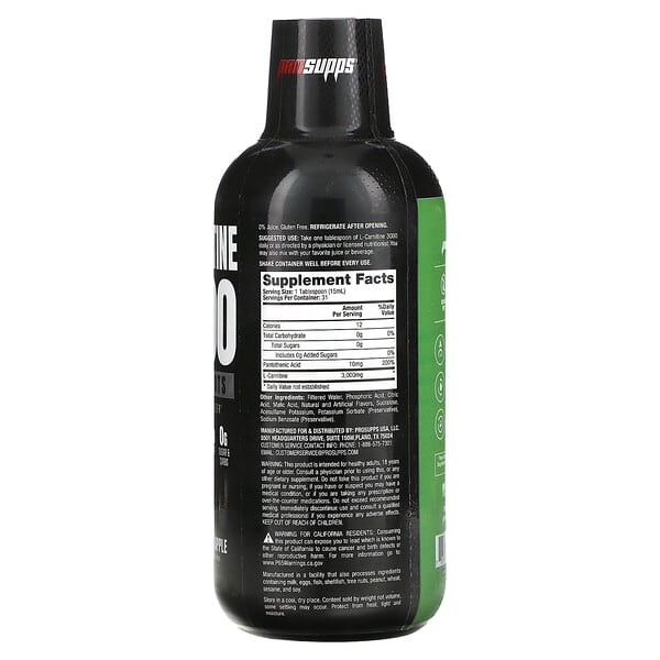 ProSupps, L-Carnitine 3000 Liquid Shots, Green Apple, 16 fl oz (473 ml) 2 ProSupps, L-Carnitine 3000 Liquid Shots, Green Apple, 16 fl oz (473 ml) - Ảnh 2