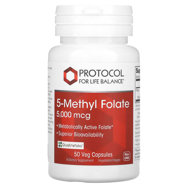 Protocol for Life Balance, 5-Methyl Folate, 5,000 mcg , 50 Veg Capsules