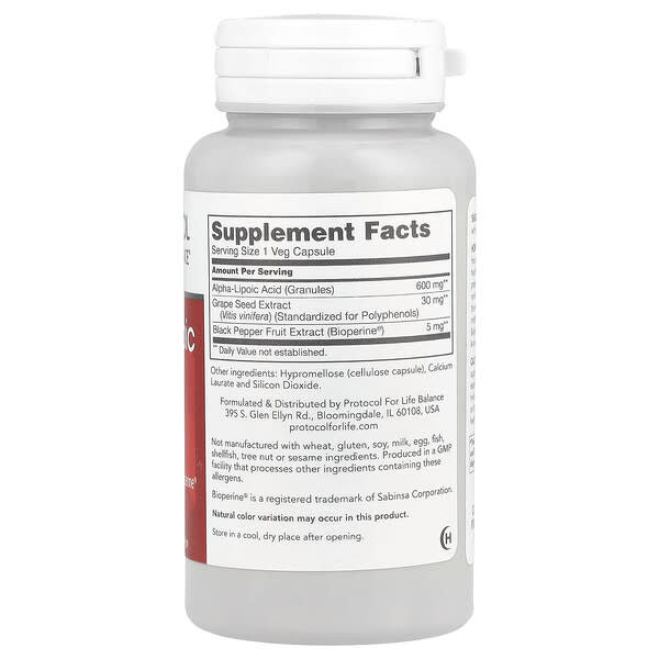 Alternative view of Protocol for Life Balance, Alpha-Lipoic Acid, 60 Veg Capsules