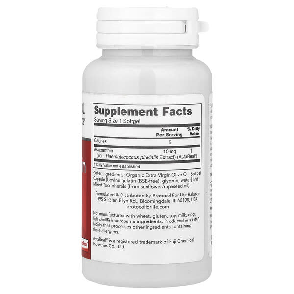 Alternative view of Protocol for Life Balance, Astaxanthin, 10 mg, 60  Softgels