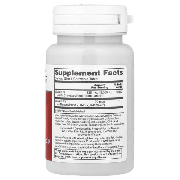 Alternative view of Protocol for Life Balance, Chewable D3 + K2, 90 Chewable Tablets