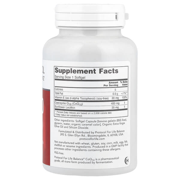 Alternative view of Protocol for Life Balance, CoQ10, 400 mg, 60 Softgels