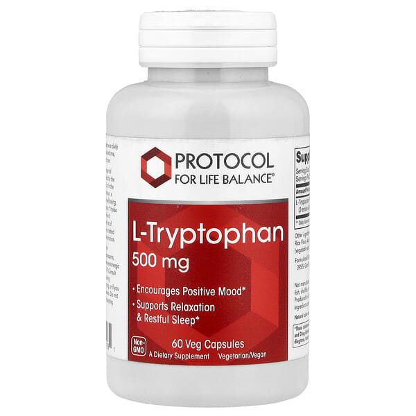 Protocol for Life Balance, L-Tryptophan, 500 mg, 60 Veg Capsules