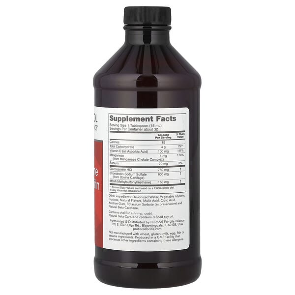 Alternative view of Protocol for Life Balance, Liquid Glucosamine & Chondroitin with MSM, Citrus, 16 fl oz (473 ml)