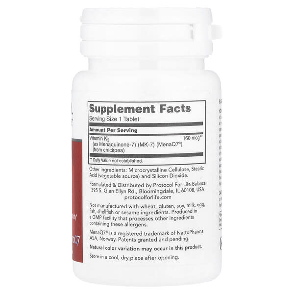 Alternative view of Protocol for Life Balance, MK-7 Vitamin K2, 160 mcg, 60 Tablets