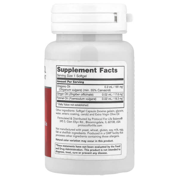 Alternative view of Protocol for Life Balance, Oregano Oil with Ginger and Fennel Oils, 90 Softgels