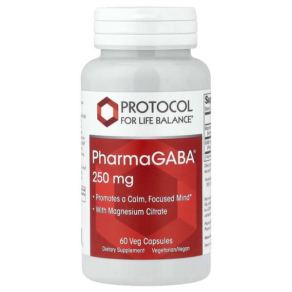 Protocol for Life Balance, PharmaGABA® With Magnesium Citrate, 250 mg, 60 Veg Capsules 2 Protocol for Life Balance, PharmaGABA® With Magnesium Citrate, 250 mg, 60 Veg Capsules