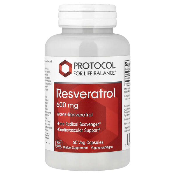 Protocol for Life Balance, Resveratrol, 600 mg, 60 Veg Capsules