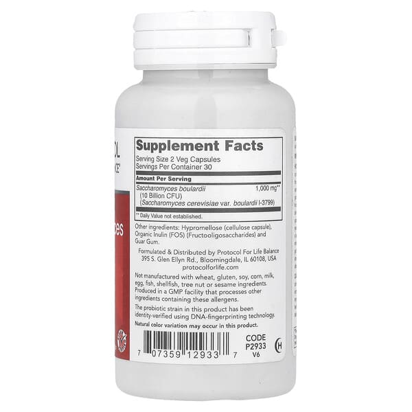 Alternative view of Protocol for Life Balance, Saccharomyces Boulardii, 60 Veg Capsules (500 mg per Capsule)