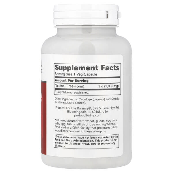 Alternative view of Protocol for Life Balance, Taurine, 1,000 mg, 100 Veg Capsules