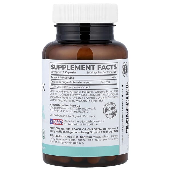 Alternative view of Pure Co., Pure Mom, Organic Fenugreek, 60 Vegan Capsules (620 mg per Capsule)