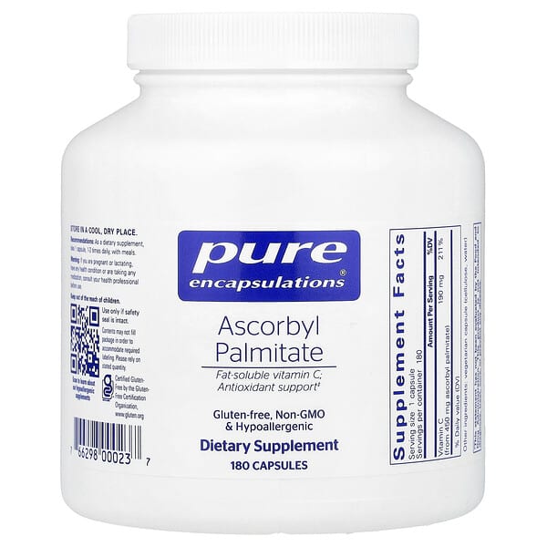 Pure Encapsulations, Ascorbyl Palmitate, 180 Capsules (190 mg per Capsule)