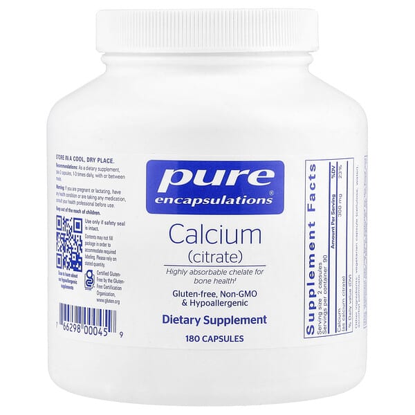 Pure Encapsulations, Calcium (Citrate), 180 Capsules (150 mg per Capsule)