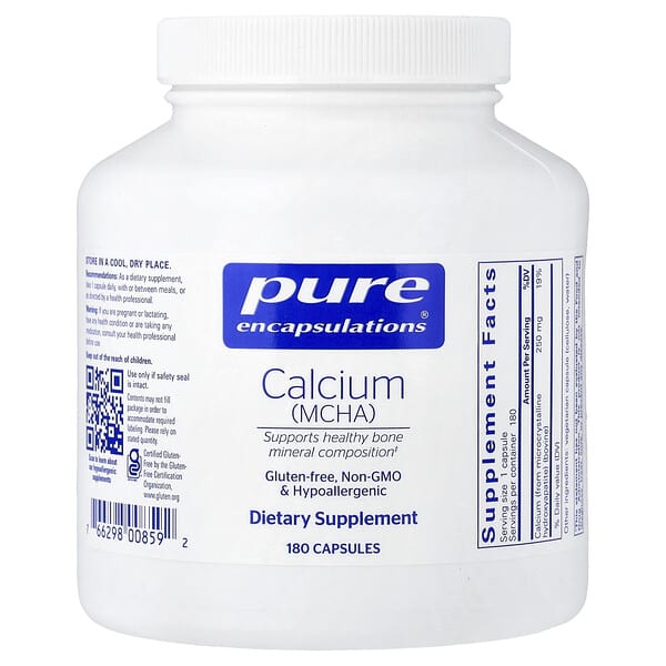 Pure Encapsulations, Calcium (MCHA), 180 Capsules (250 mg per Capsule)