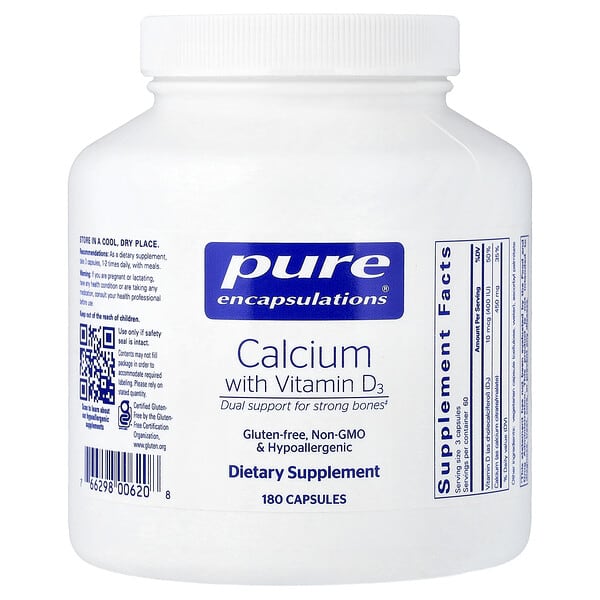 Pure Encapsulations, Calcium with Vitamin D3, 180 Capsules