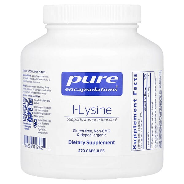 Pure Encapsulations, L-Lysine, 270 Capsules (500 mg per Capsule)