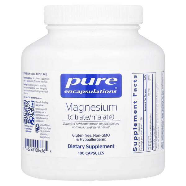Pure Encapsulations, Magnesium (Citrate/Malate), 180 Capsules 3 Pure Encapsulations, Magnesium (Citrate/Malate), 180 Capsules