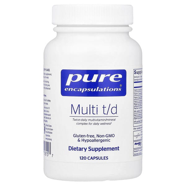 Pure Encapsulations, Multi T-D Two-Per-Day Multivitamin-Mineral Formula, 120 Capsules 4 Pure Encapsulations, Multi T-D Two-Per-Day Multivitamin-Mineral Formula, 120 Capsules