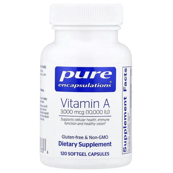 Pure Encapsulations, Vitamin A, 3,000 mcg (10,000 IU), 120 Softgel Capsules