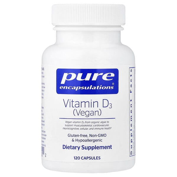 Pure Encapsulations, Vitamin D3 Vegan, 120 Capsules (50 mcg per Capsule)