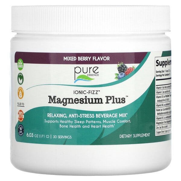 Pure Essence, lonic-Fizz™, Magnesium Plus™, Mixed Berry, 6.03 oz (171 g)