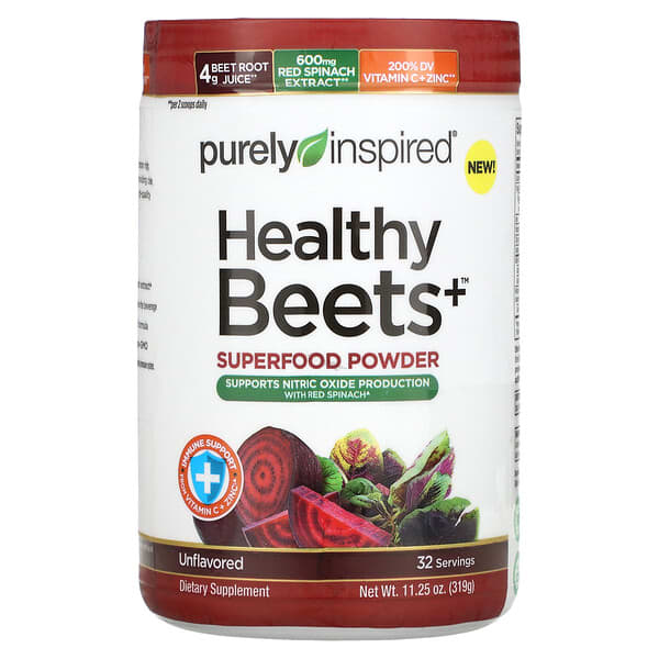 Purely Inspired, Healthy Beets+ Superfood Powder, Unflavored, 11.25 oz (319 g) 2 Purely Inspired, Healthy Beets+ Superfood Powder, Unflavored, 11.25 oz (319 g)