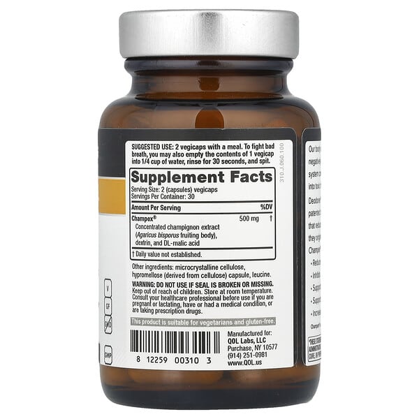 Alternative view of Quality of Life, Deodorex® with Champex® Mushroom Extract, 60 Vegicaps (250 mg per Capsule)