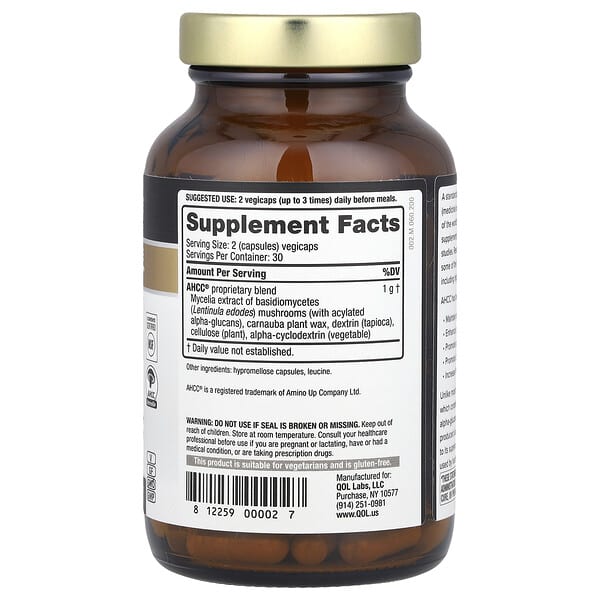 Alternative view of Quality of Life, Kinoko® Gold AHCC®, 500 mg, 60 Vegicaps