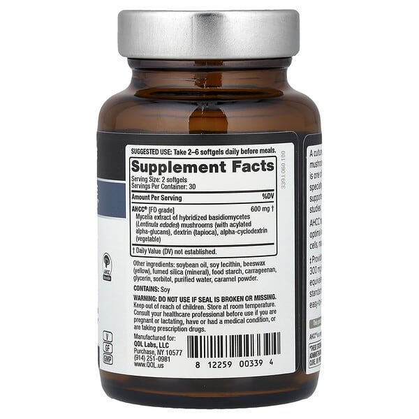 Alternative view of Quality of Life, Kinoko® Rx, AHCC®, 60 Softgels (300 mg per Softgel)