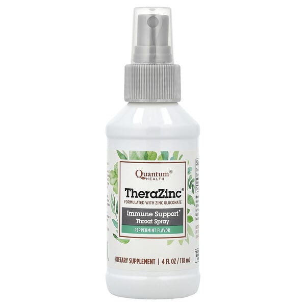 Quantum Health, TheraZinc®, Immune Support Throat Spray, Peppermint, 7.4 mg, 4 fl oz (118 ml)