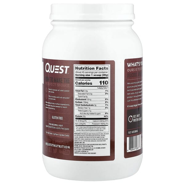 Alternative view of Quest Nutrition, Protein Powder, Chocolate Milkshake, 3 lb (1.36 kg)